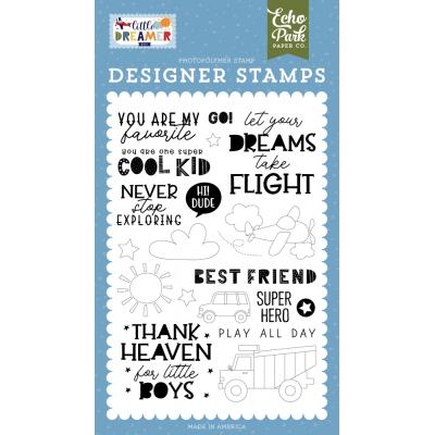 Echo Park Little Dreamer Boy Clear Stamps - Never Stop Exploring